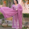 Embroidered Straight Kurti Set (Lavender)