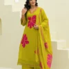 Floral Printed Kurti Palazzo Set (Yellow) Floral Printed Kurti Palazzo Set (Yellow)