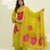 Floral Printed Kurti Palazzo Set (Yellow) (2) Floral Printed Kurti Palazzo Set (Yellow)