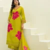 Floral Printed Kurti Palazzo Set (Yellow)-3 Floral Printed Kurti Palazzo Set (Yellow)
