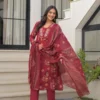 Printed Straight Kurti Set with Dupatta (Maroon) Printed Straight Kurti Set with Dupatta (Maroon)