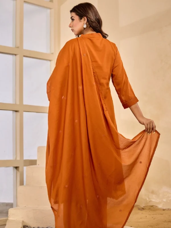 Solid Straight Kurti Set with Dupatta (Rust Orange) Solid Straight Kurti Set with Dupatta (Rust Orange)