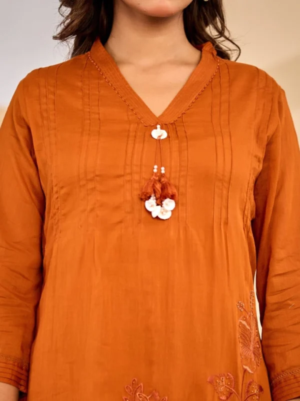 Solid Straight Kurti Set with Dupatta (Rust Orange)4 Solid Straight Kurti Set with Dupatta (Rust Orange)