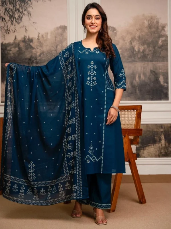 Traditional Printed Kurti Set with Dupatta (Blue) Traditional Printed Kurti Set with Dupatta (Blue)