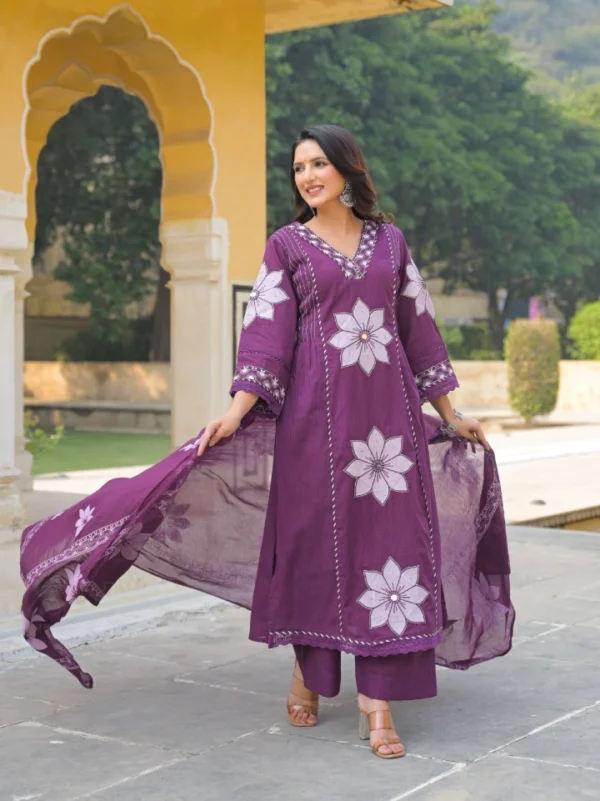 nandika-img-11 Floral Printed Kurti Palazzo Set with Dupatta