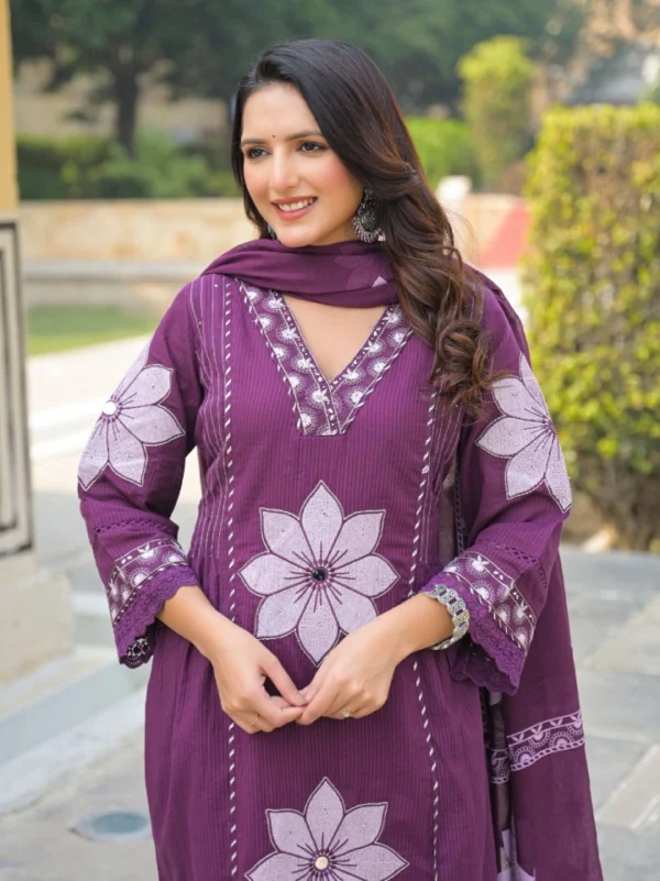 nandika-img-12 Floral Printed Kurti Palazzo Set with Dupatta