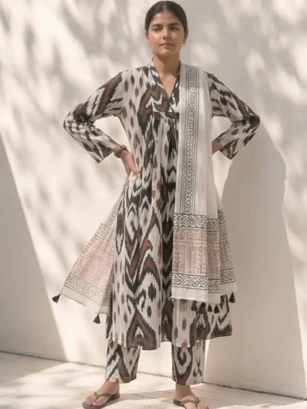 ikat A Chic Ikat-Print Churidar With A Matching Dupatta