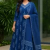 Step Into Effortless Elegance With This Rich Indigo Blue Anarkali Kurti Set.